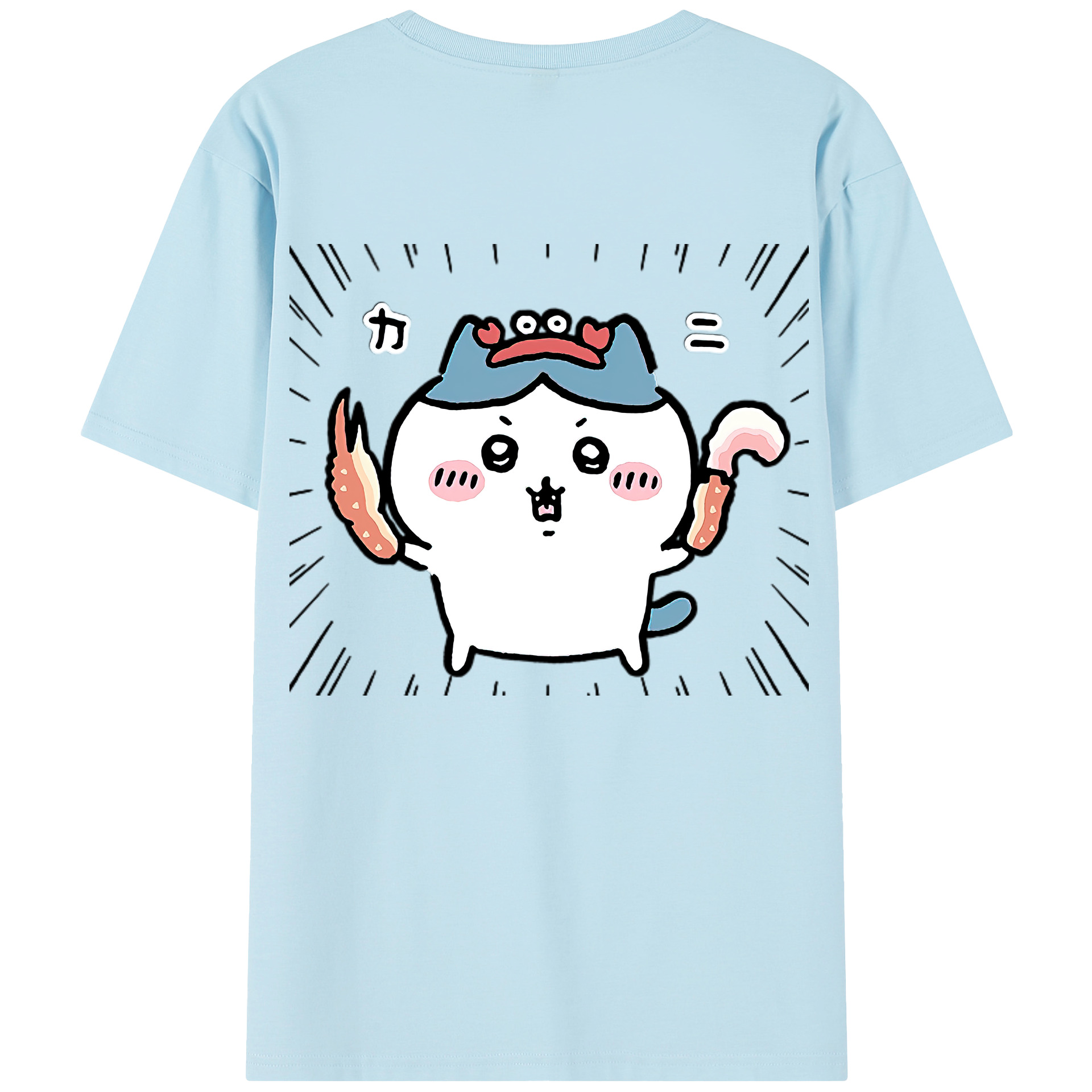 （画像用） ちいかわ ハチワレ Chii-kawa hachiware 綿100％半袖Tシャツ（背面プリント）